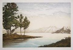 Gravure réaliste américaine « Lakeside Trees IV » avec aquatinte de John McNulty