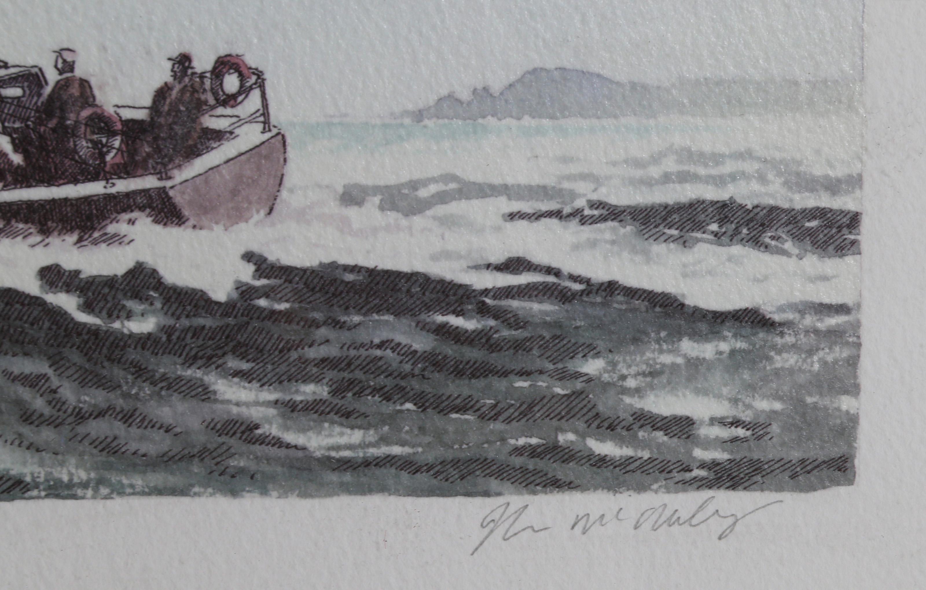 Sailing 3, American Realist Lithograph by John McNulty For Sale 1