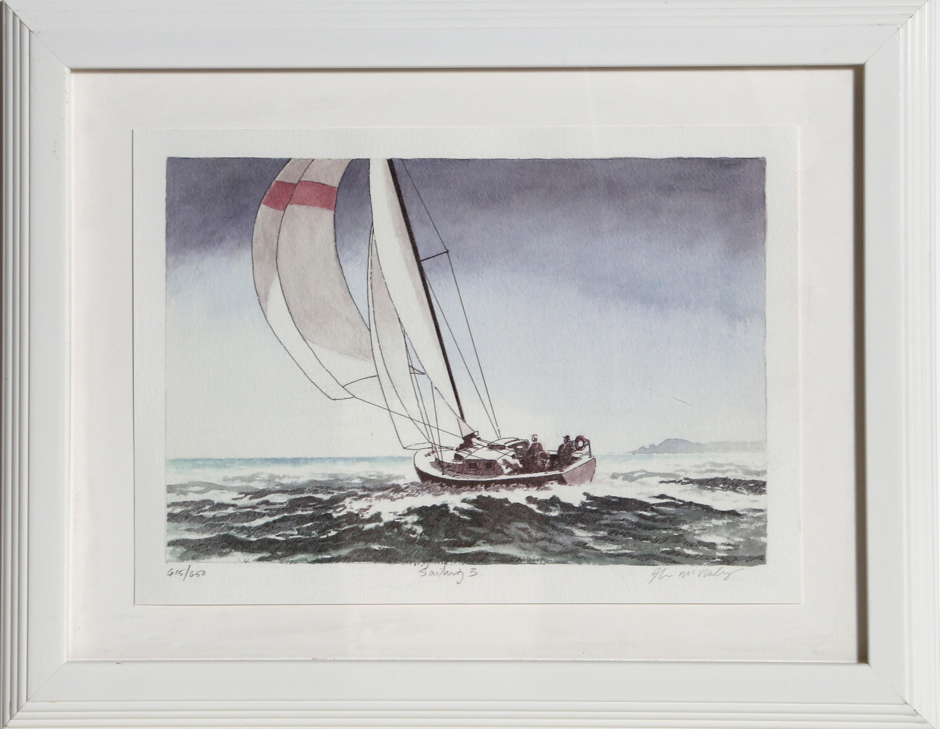 Segeln 3, amerikanische realistische Lithographie von John McNulty