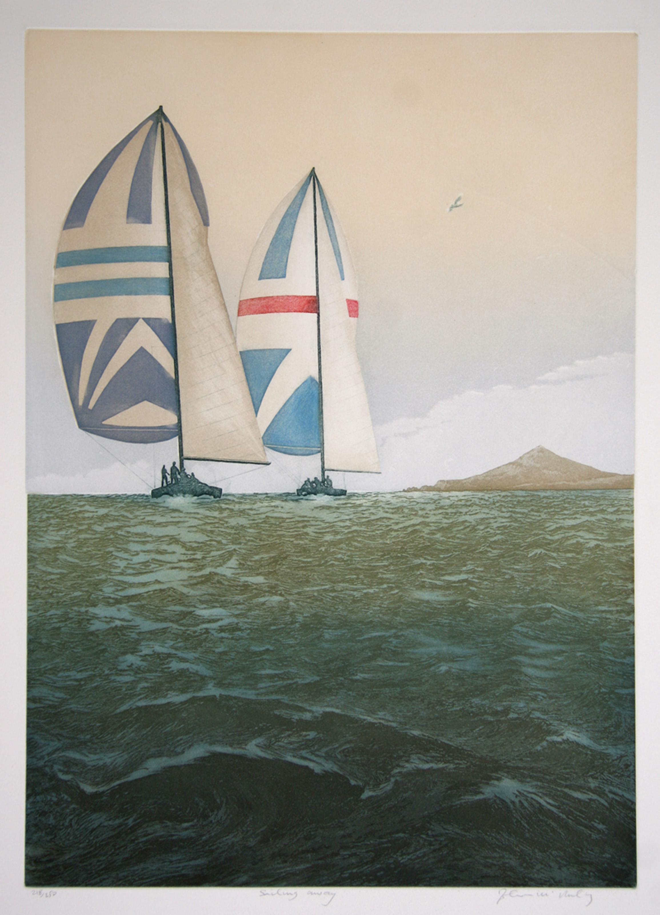 Sailing Away, American Realist Aquatint Etching by John McNulty