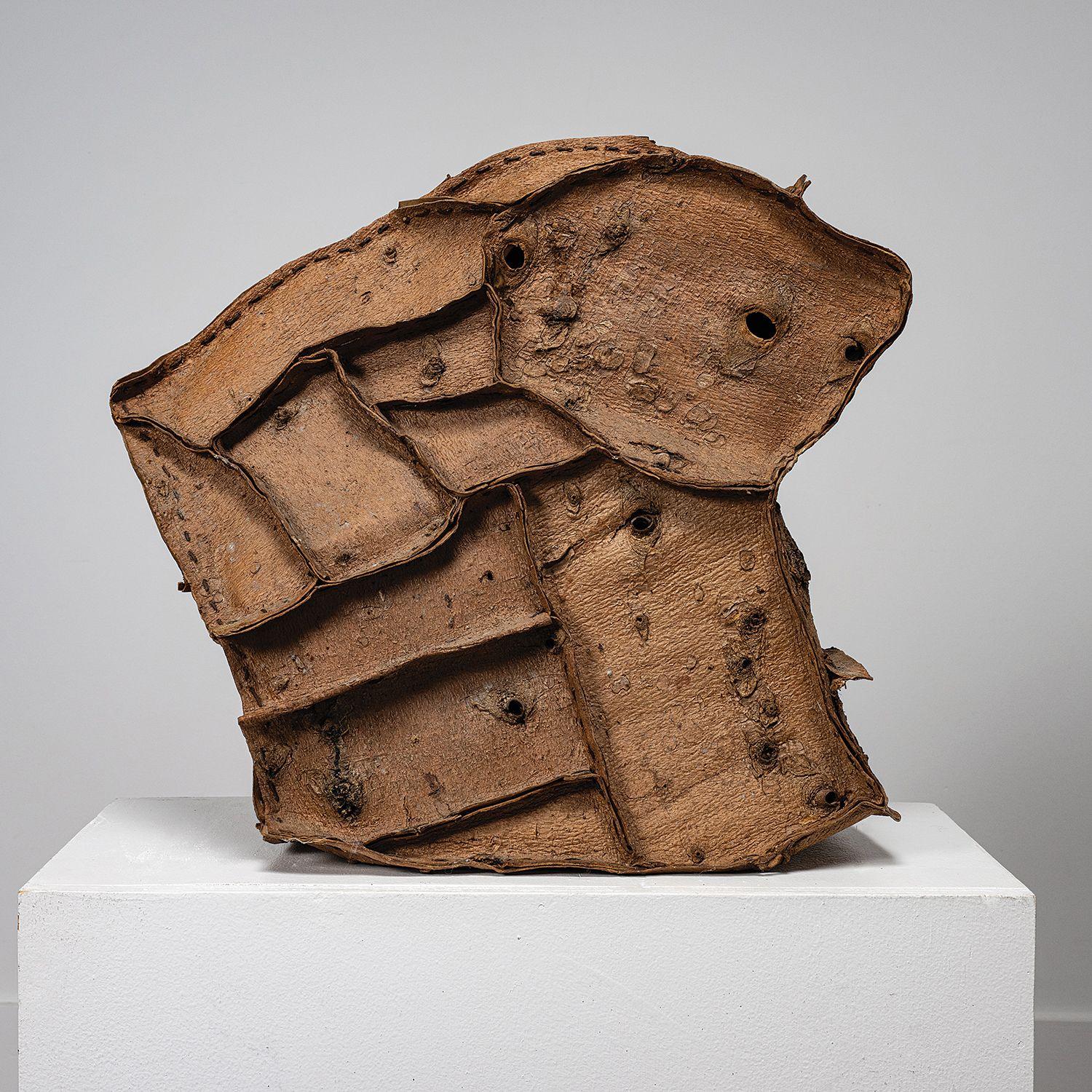 Abstract Tree Bark Sculpture , Alfred Station NY - Brown Abstract Sculpture by John McQueen