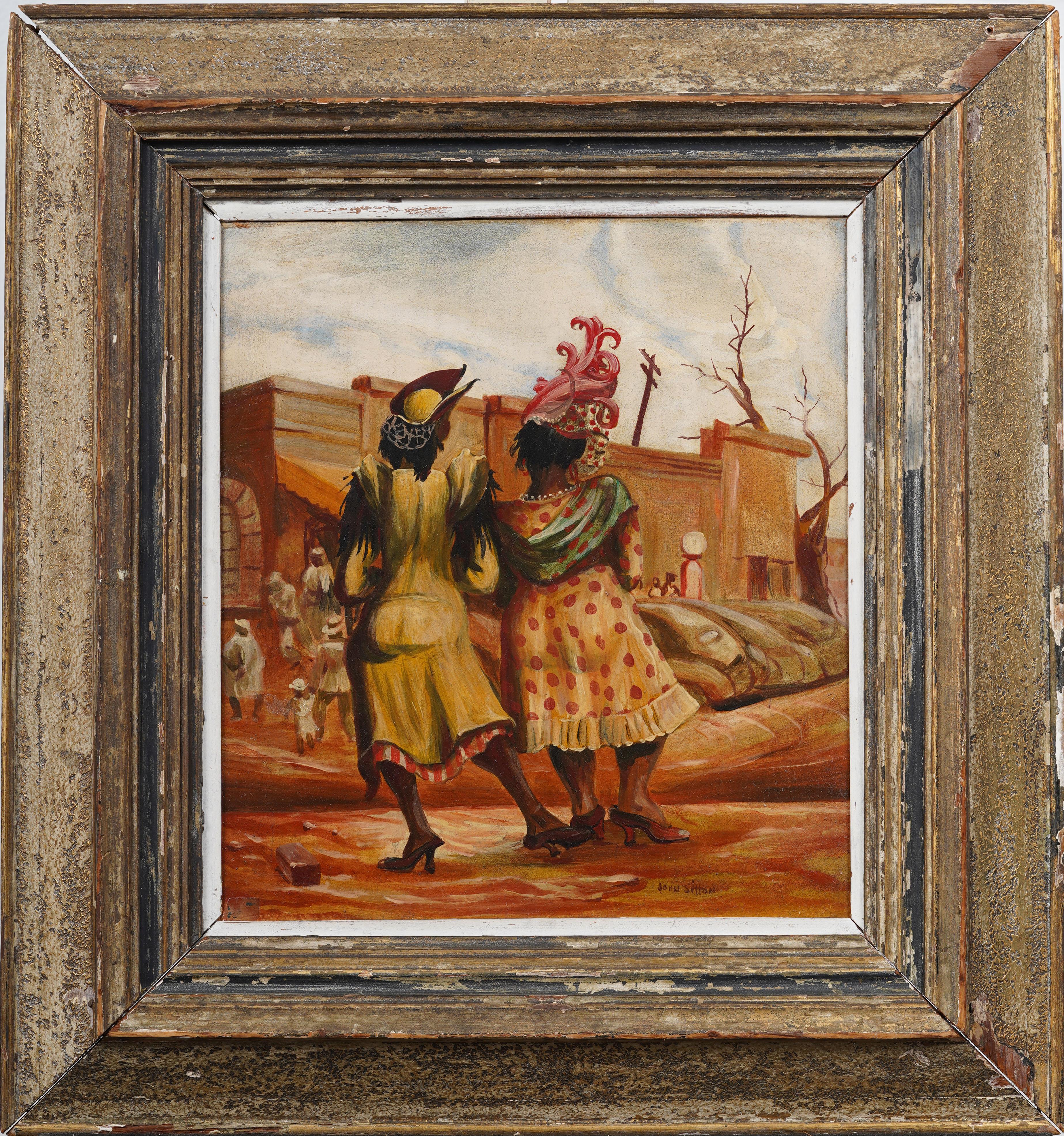 Ancienne peinture à l'huile moderniste américaine FORSYTH Georgia Street Scene Southern - Painting de John Melza Sitton