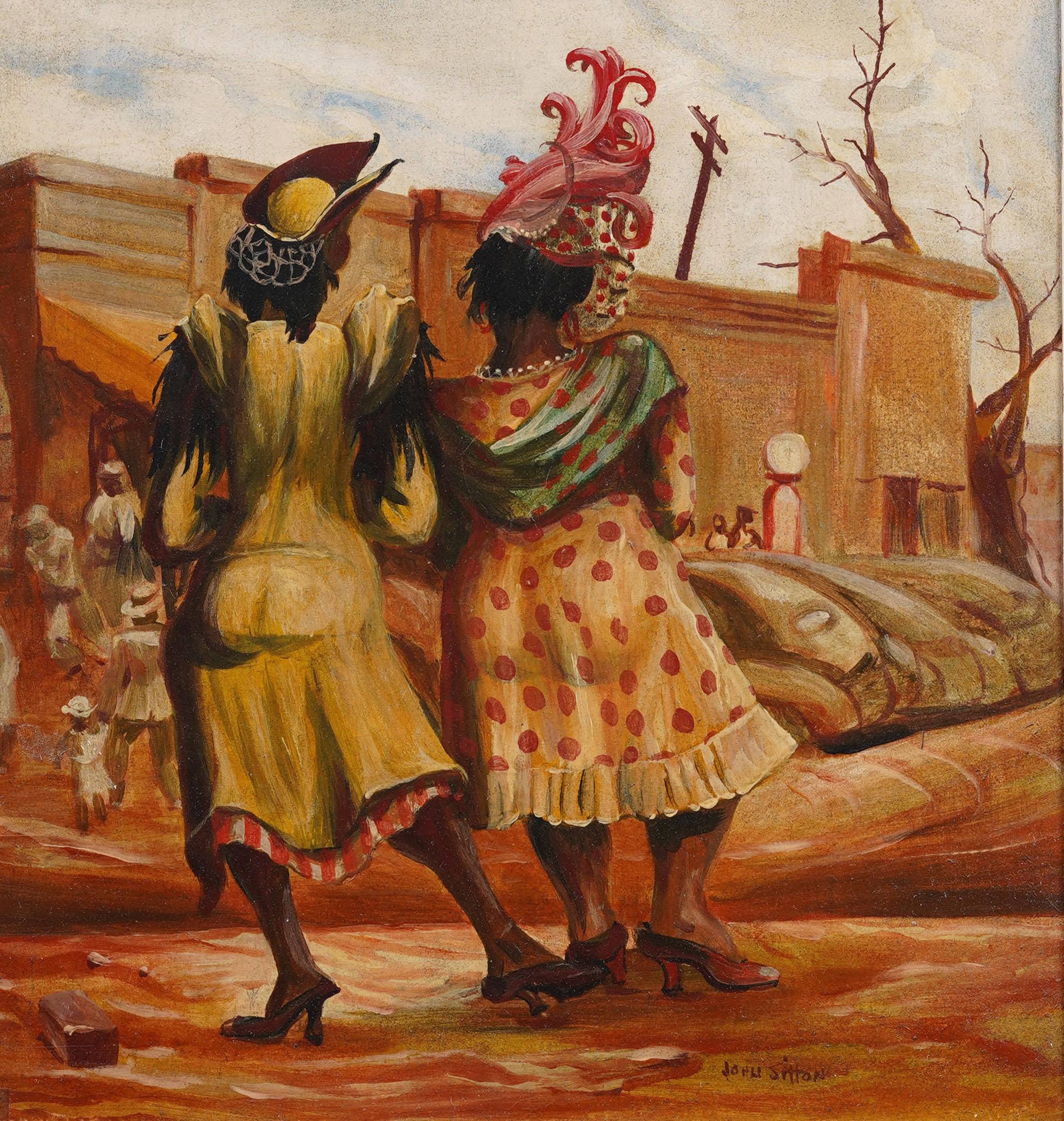 Ancienne peinture à l'huile moderniste américaine FORSYTH Georgia Street Scene Southern en vente 1
