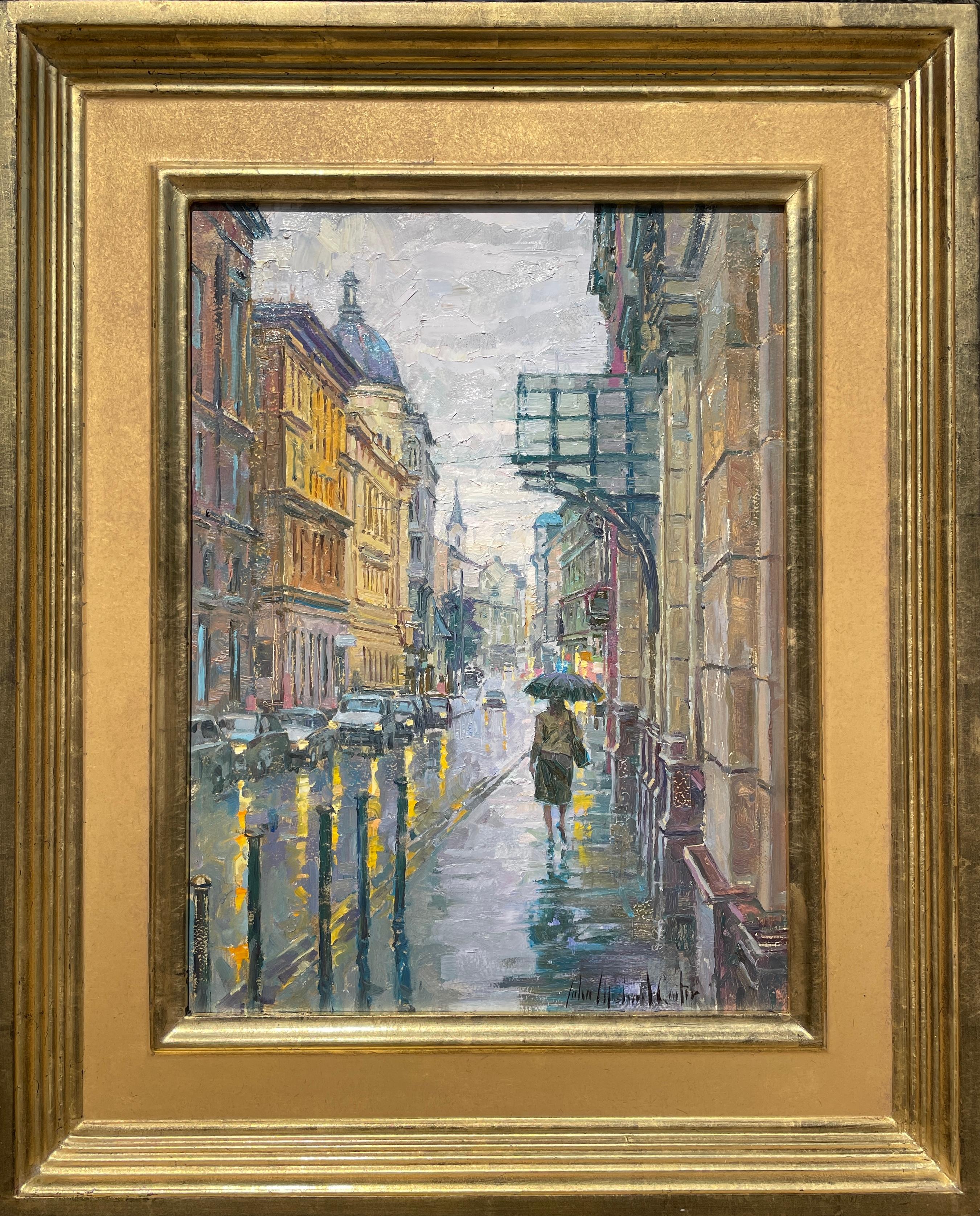 Budapest bajo la lluvia - Painting de John Michael Carter