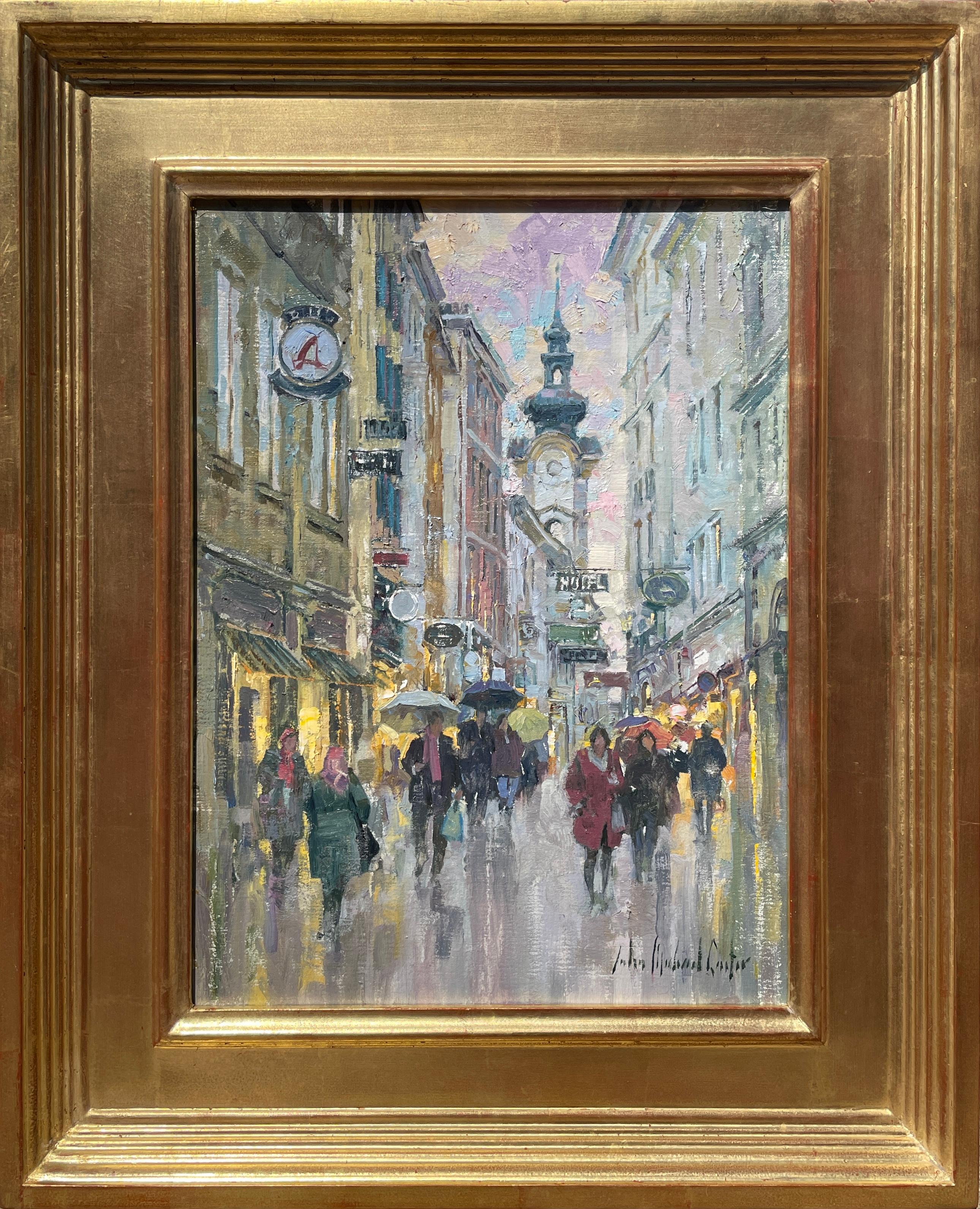 Abendlicht in Salzburg, Österreich – Painting von John Michael Carter