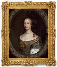 Portrait of a Lady in Green Dress & Pearl Jewellery c.1660 Painting John Wright