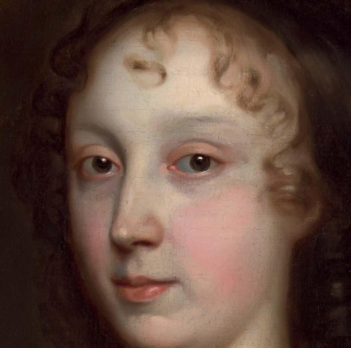 Portrait of a Lady in Green Dress & Pearl Jewellery c.1660 Painting John Wright For Sale 4