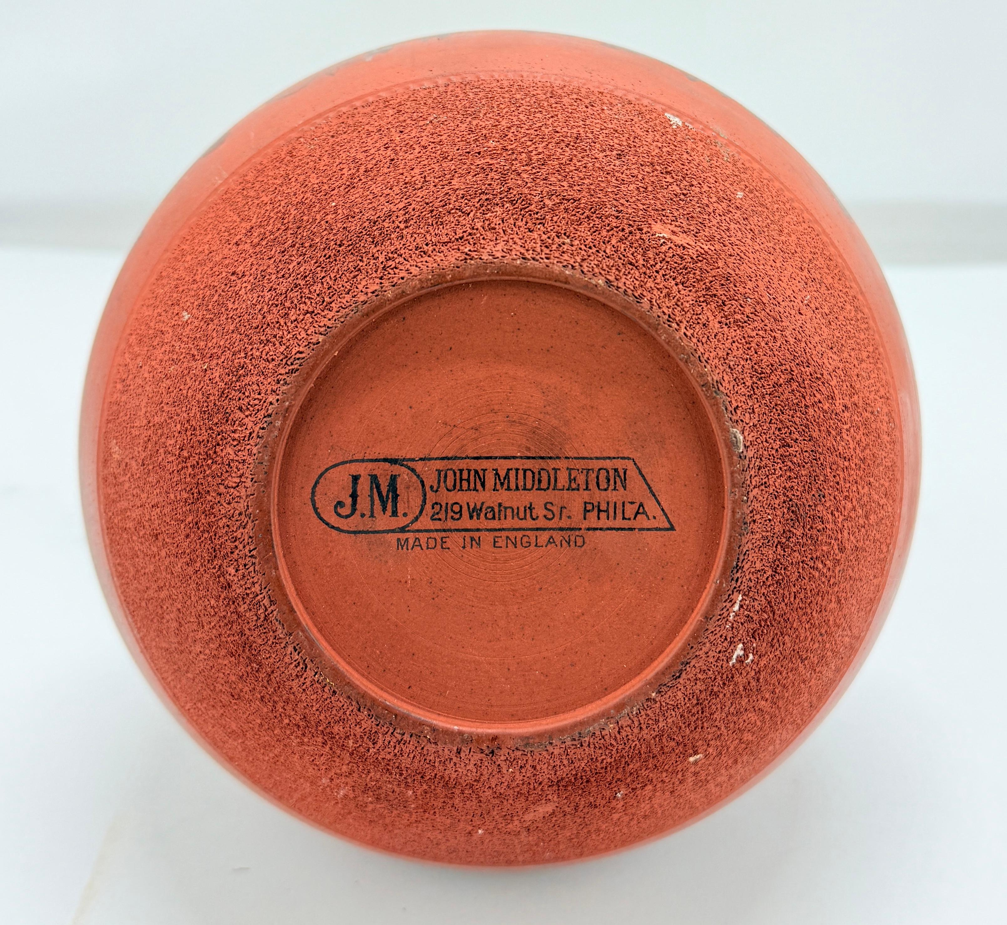 Englischer Humidor aus rotem Geschirr im neoklassischen Stil von John Middleton, um 1900 (Britisch) im Angebot