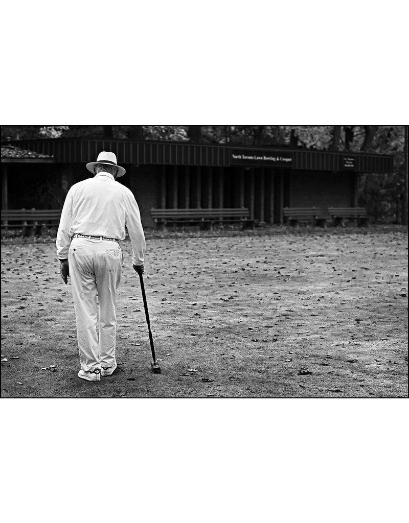 John Migicovsky Black and White Photograph - Man Playing Croquet