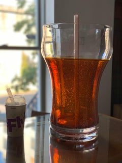 John Miller Blue Plate Special Cola & Straw 2008 Blown Pop Art Glass Sculpture