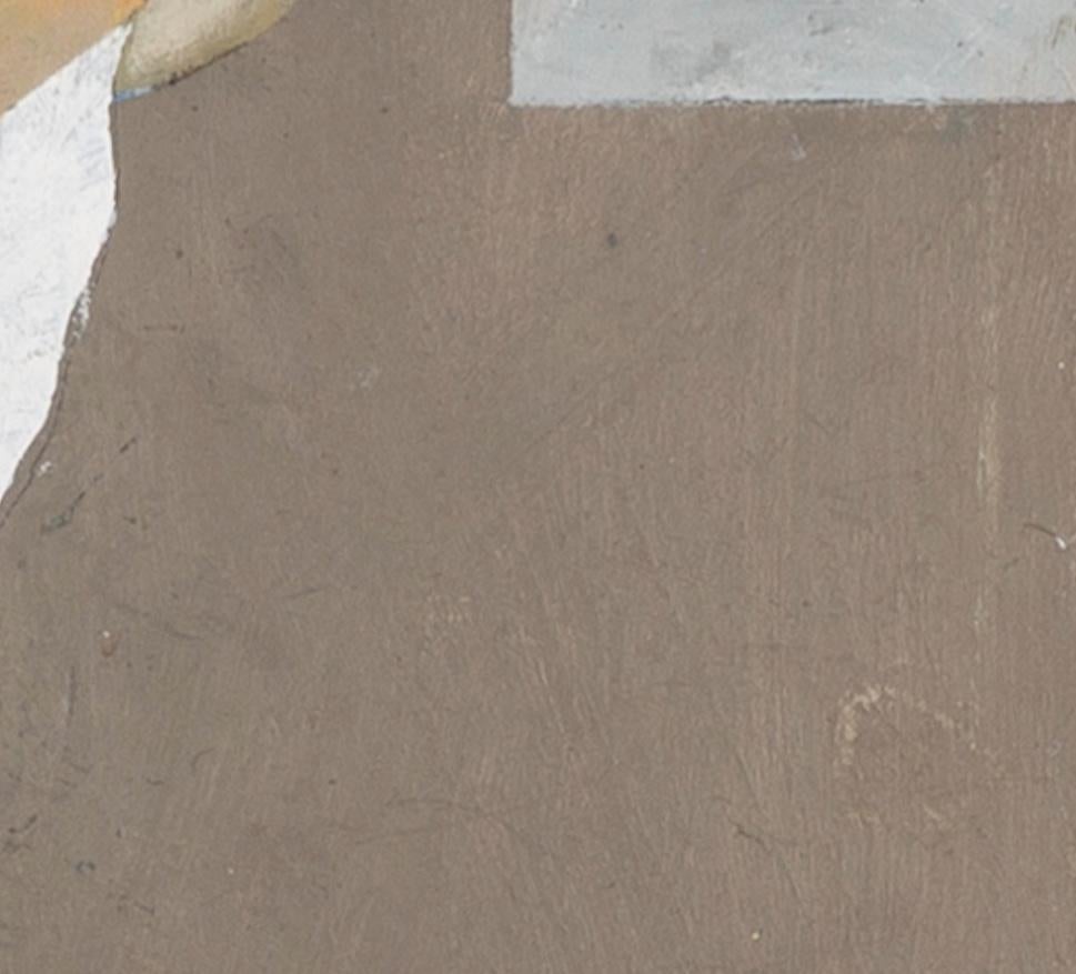 Abstrakte Komposition - Abstraktes Ölgemälde des 20. Jahrhunderts in Grau, Weiß und Schwarz im Angebot 5