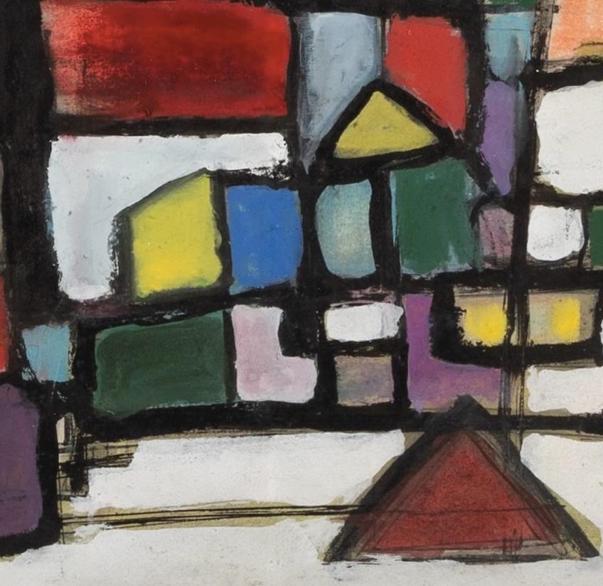 Coloured Grid, no.IX (July) - 20th Century Colourful Abstract Gouache Painting For Sale 2