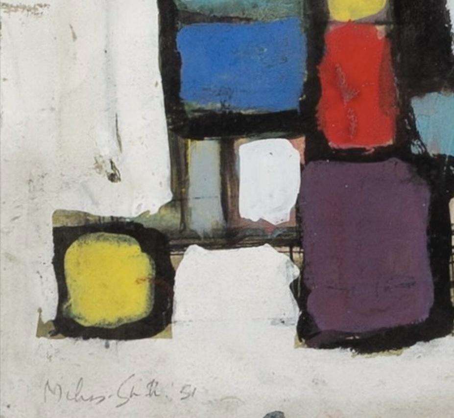 Coloured Grid, no.IX (July) - 20th Century Colourful Abstract Gouache Painting For Sale 3