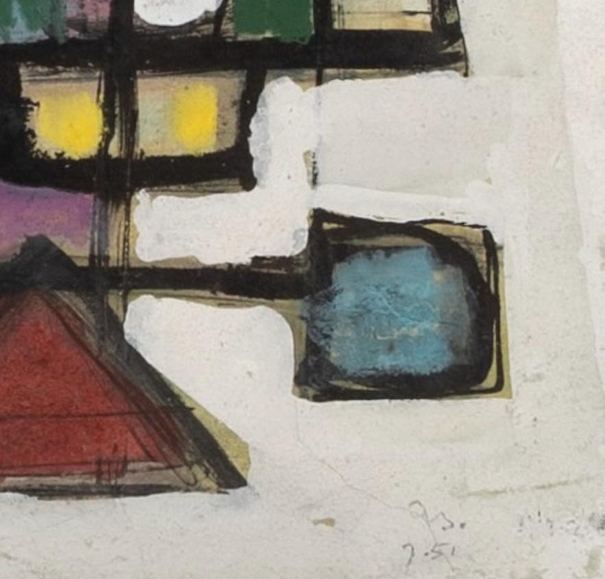 Coloured Grid, no.IX (July) - 20th Century Colourful Abstract Gouache Painting For Sale 4