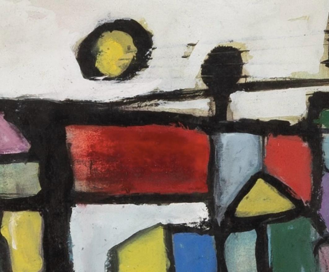 Coloured Grid, no.IX (July) - 20th Century Colourful Abstract Gouache Painting For Sale 5