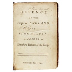 John MILTON. Una difesa del popolo d'Inghilterra. 1692 - PRIMA EDIZIONE IN INGLESE