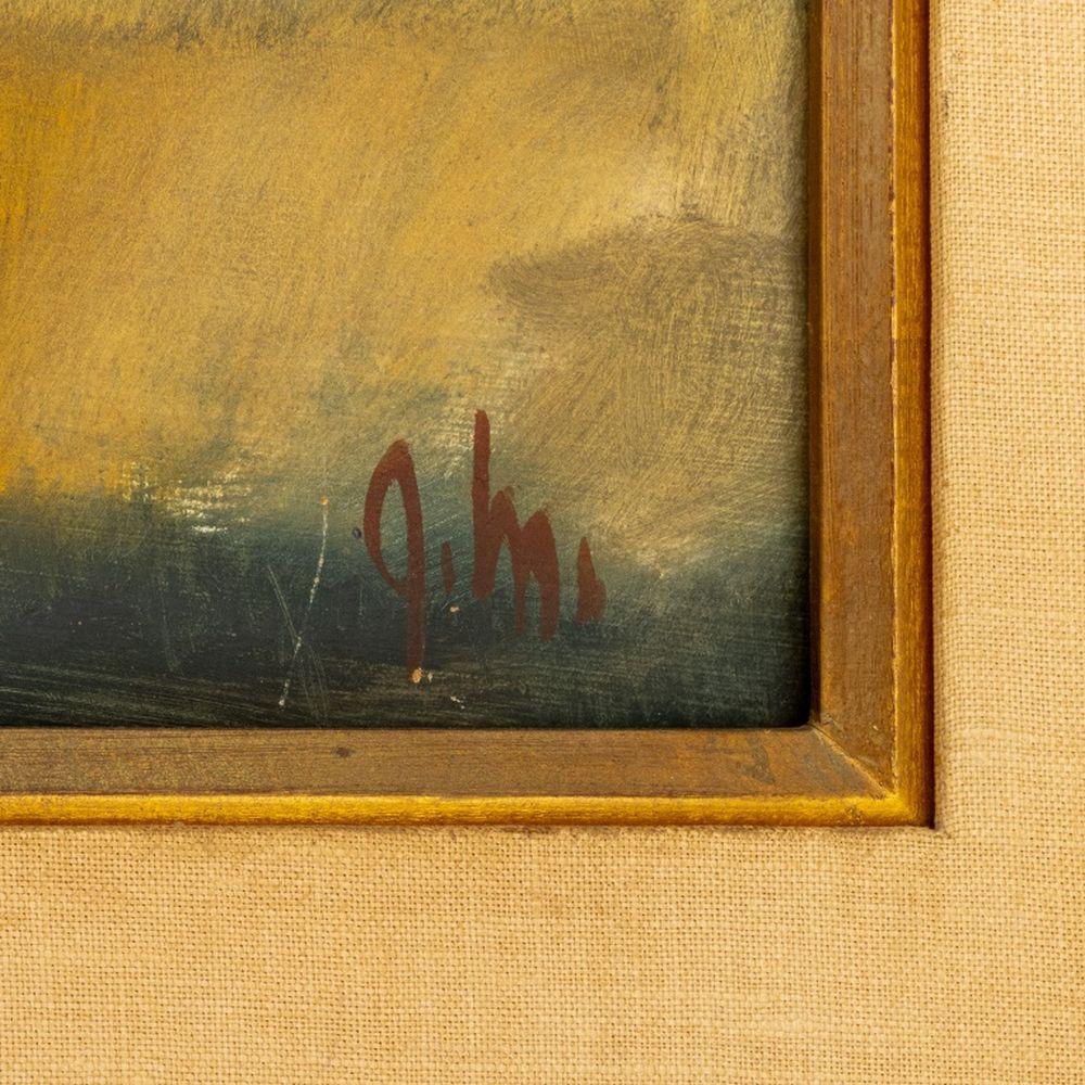 John Milton Metheany III (American, 1935-2020), Abstract Landscape Scene, Oil on Board, depicting a forest landscape with fallen trees, signed lower right, giltwood frame. 23