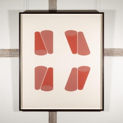 Cone Cut IV - 20th Century White, Pink + Red Modernist Abstract Painting