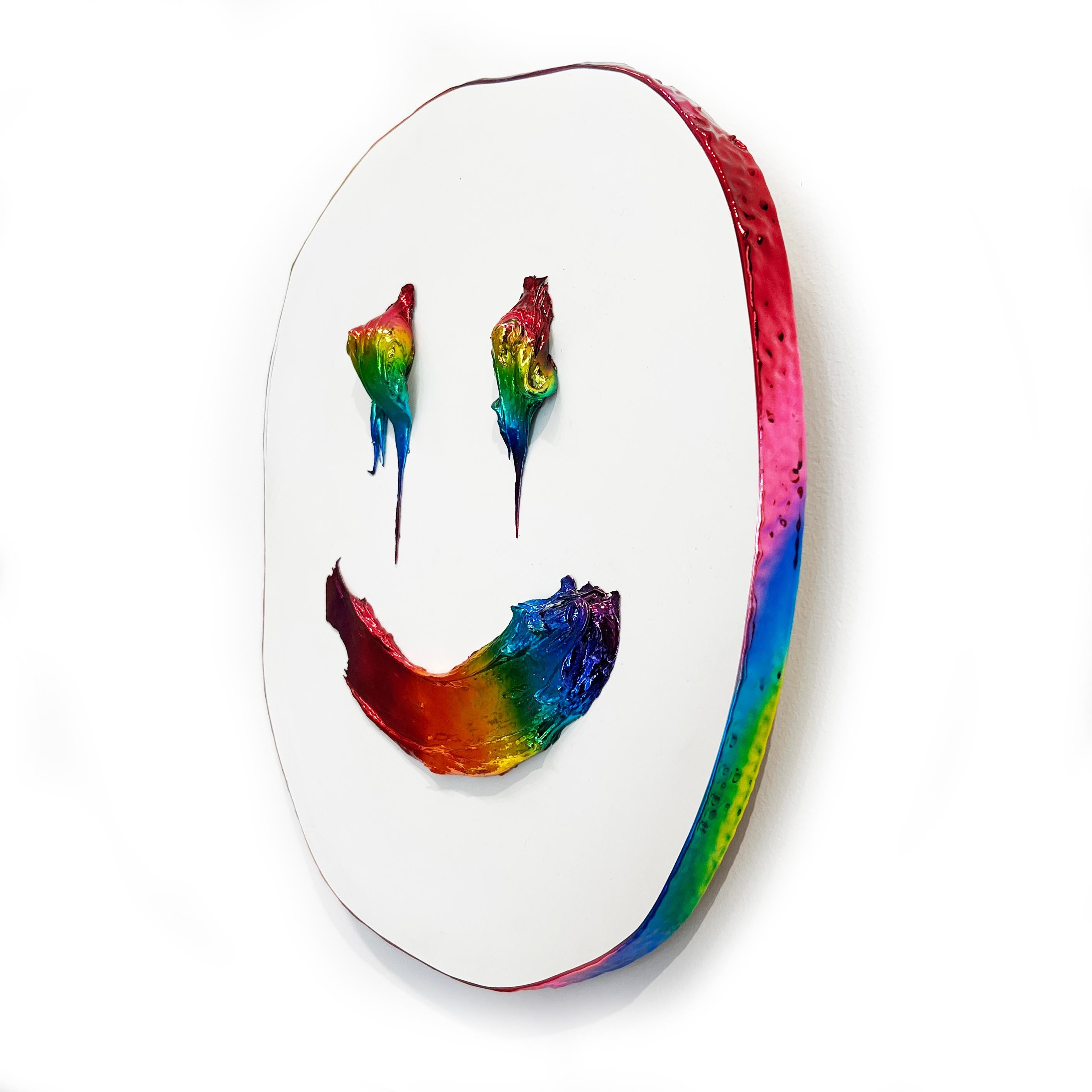 „006“ – farbenfrohe Chrom-Skulptur-Maske von John Monn im Angebot 1