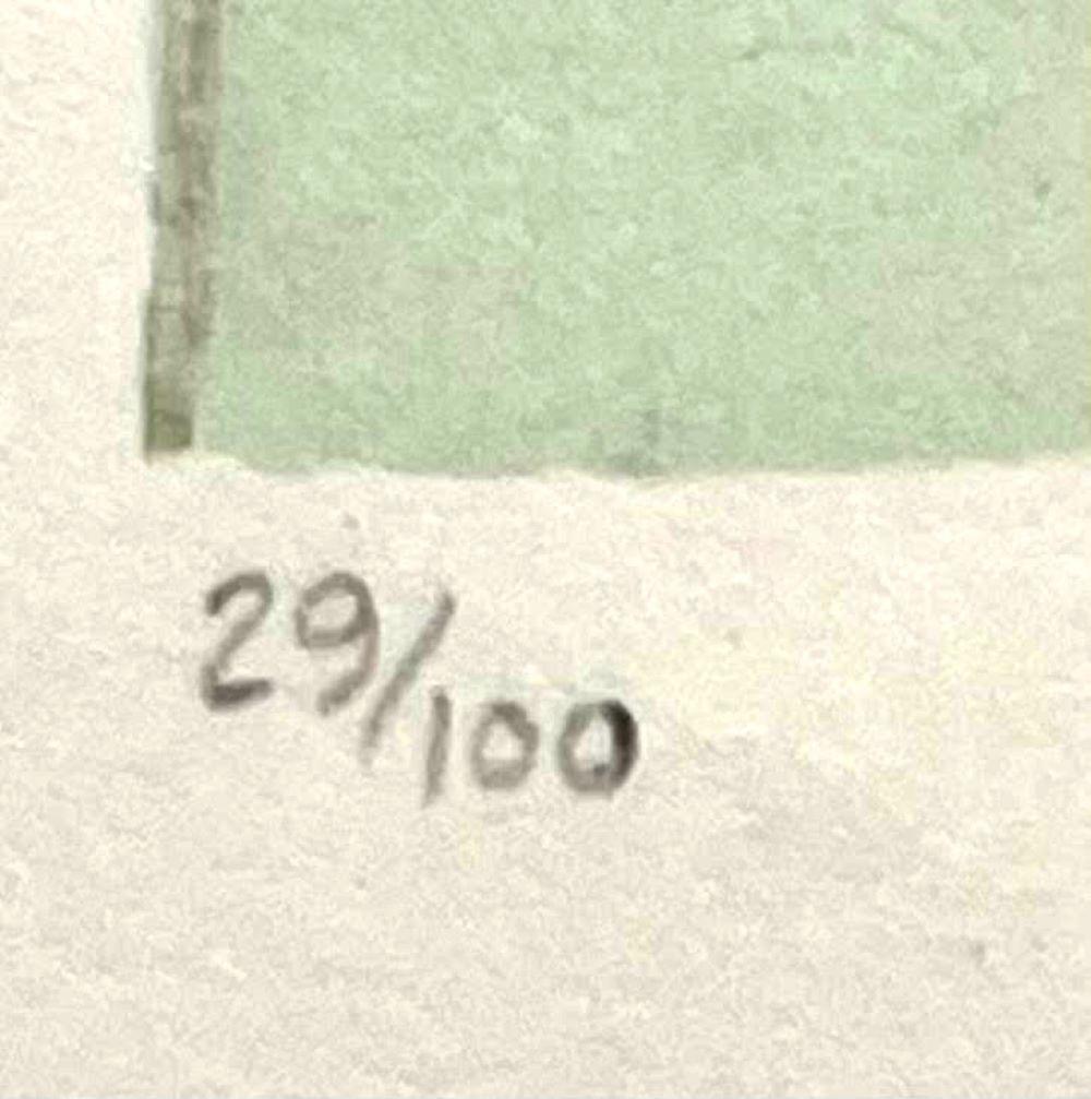 John Moore (geb.1941)
Gedeckter Tisch, 1979
Lithographie auf Velinpapier
Handsigniert, datiert, betitelt und nummeriert 29/100 von John Moore auf der unteren Vorderseite
17 × 22 Zoll
Ungerahmt
Dieses elegante Stillleben ist von John Moore auf der