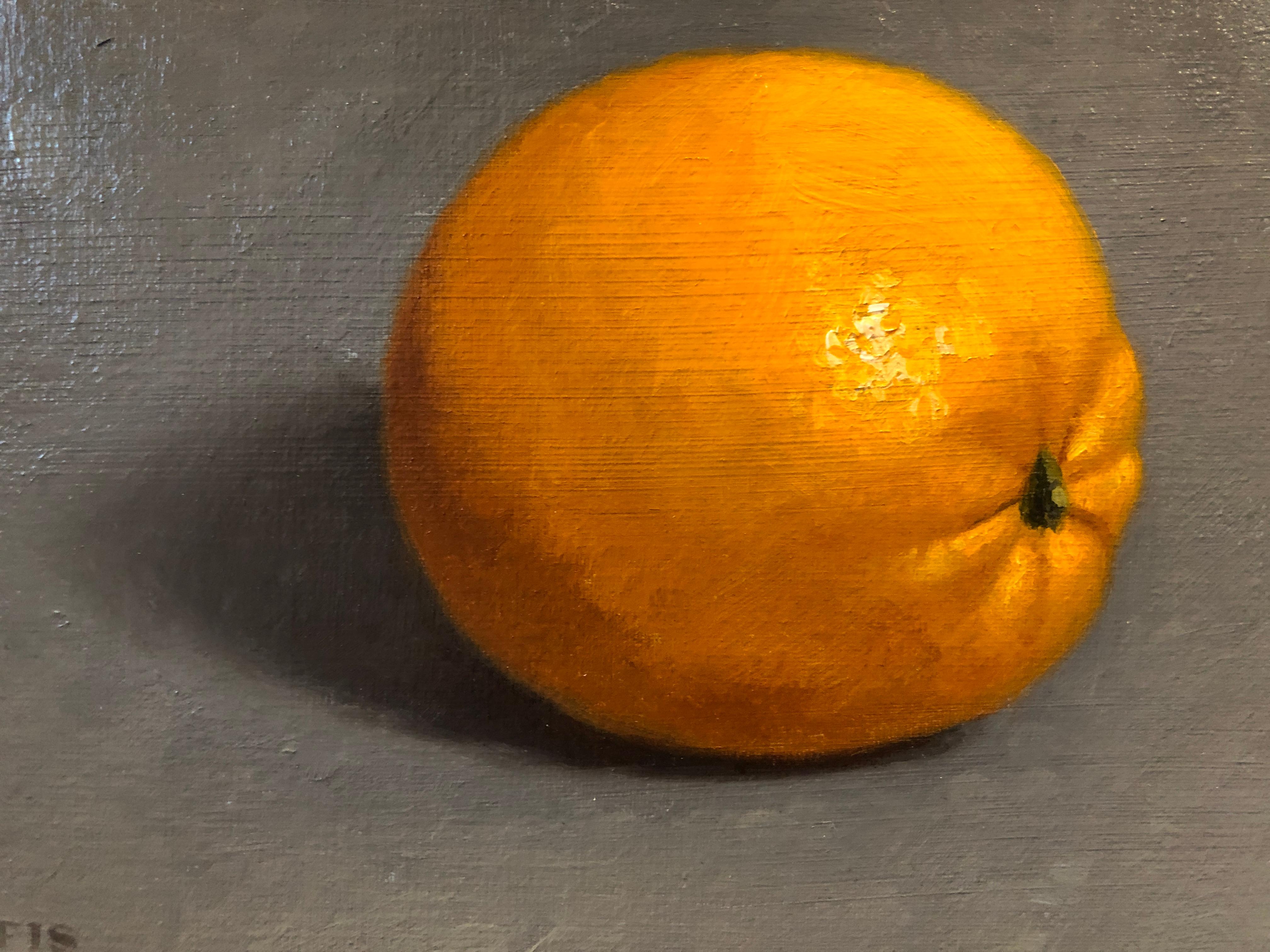 Lonely Orange - American Realist Painting by John Morfis