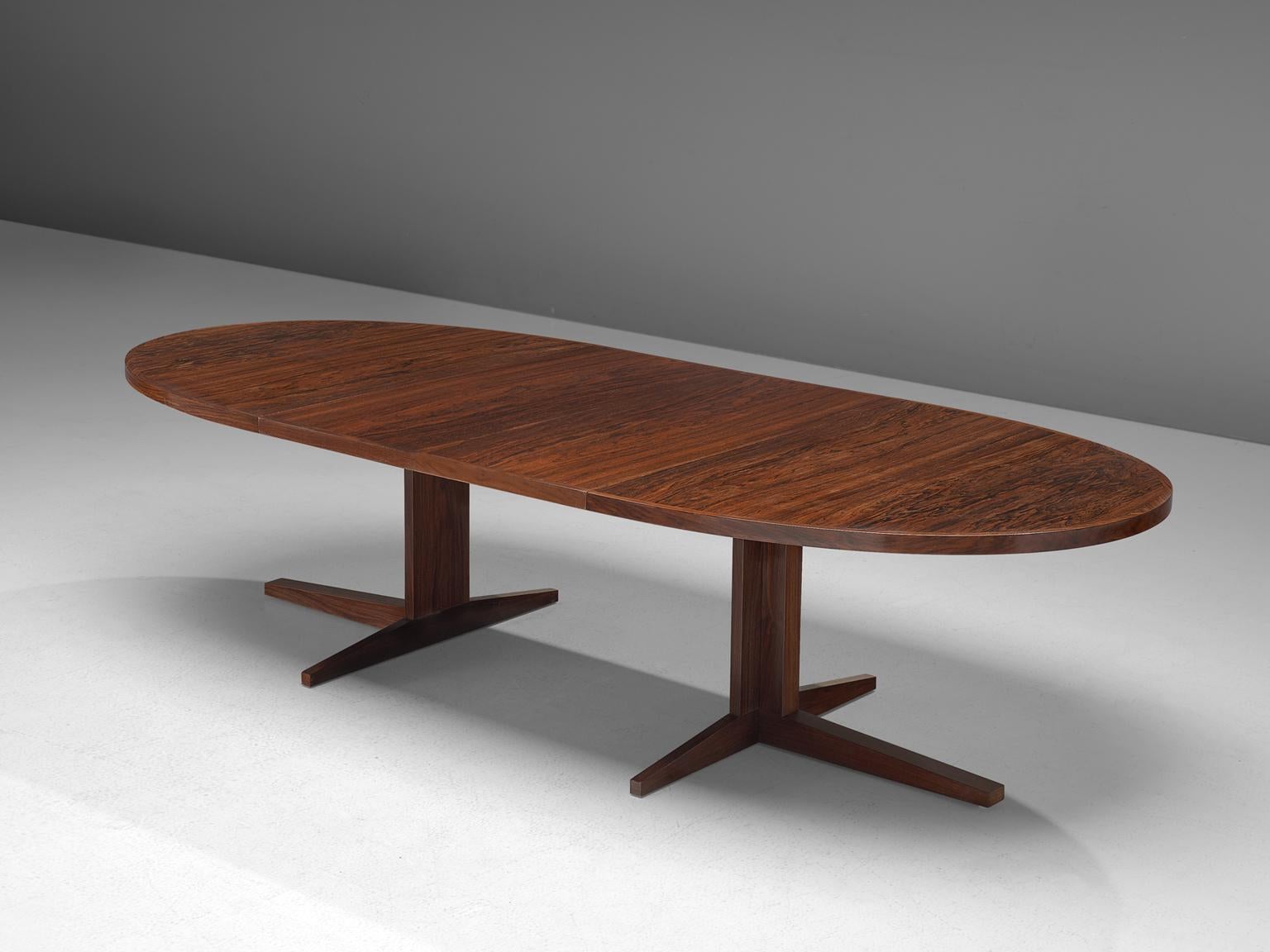 John Mortensen 'HM55' Extendable Dining Table in Rosewood In Good Condition In Waalwijk, NL