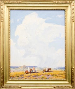 The Rainy Season, Southwestern Landscape Oil Painting , Figures on Horseback