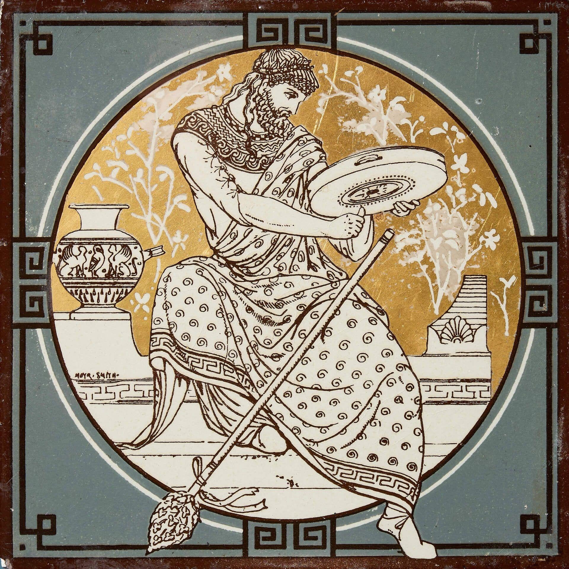 Vittoriano John Moyr Smith Piastrella antica di Minton raffigurante musicisti classici in vendita