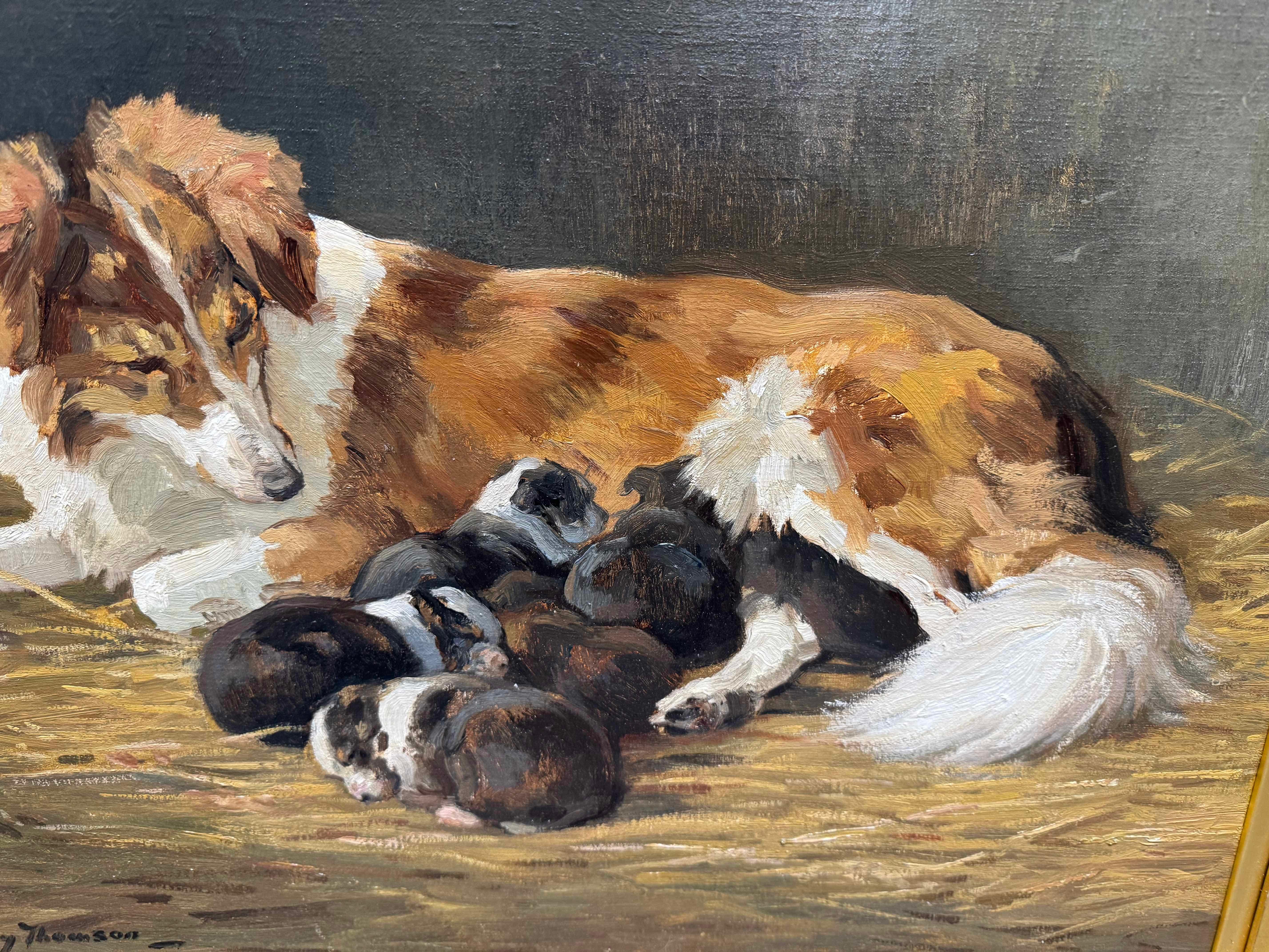 A mother and pups - Victorian Painting by John Murray Thomson