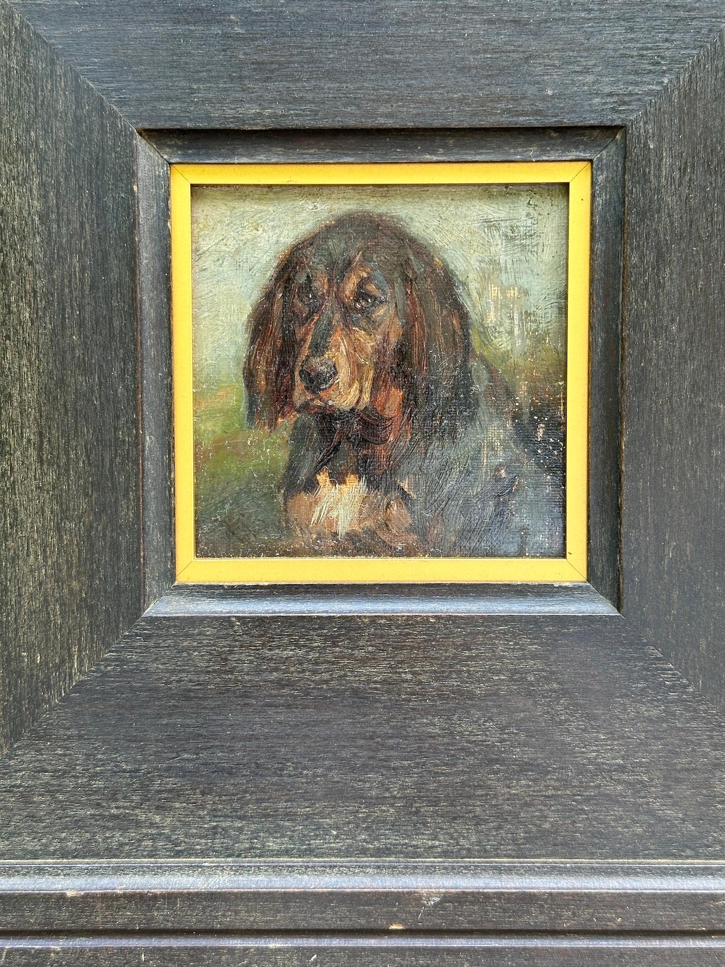 Ritratto di cane da caccia dell'inizio del XX secolo in Gran Bretagna - Painting di John Murray Thomson