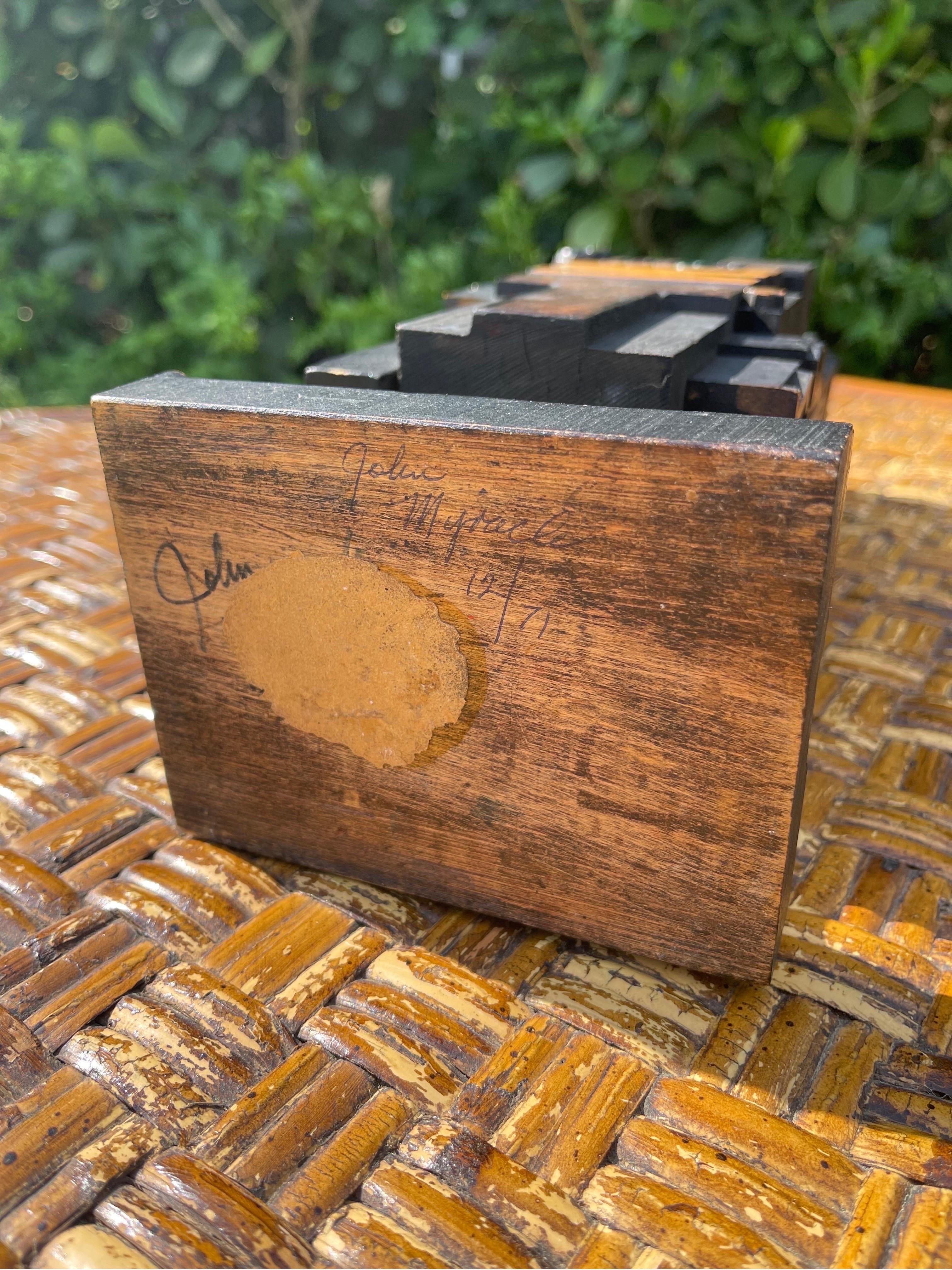 John Myracle Wood Printing Block Assemblage Sculpture 1