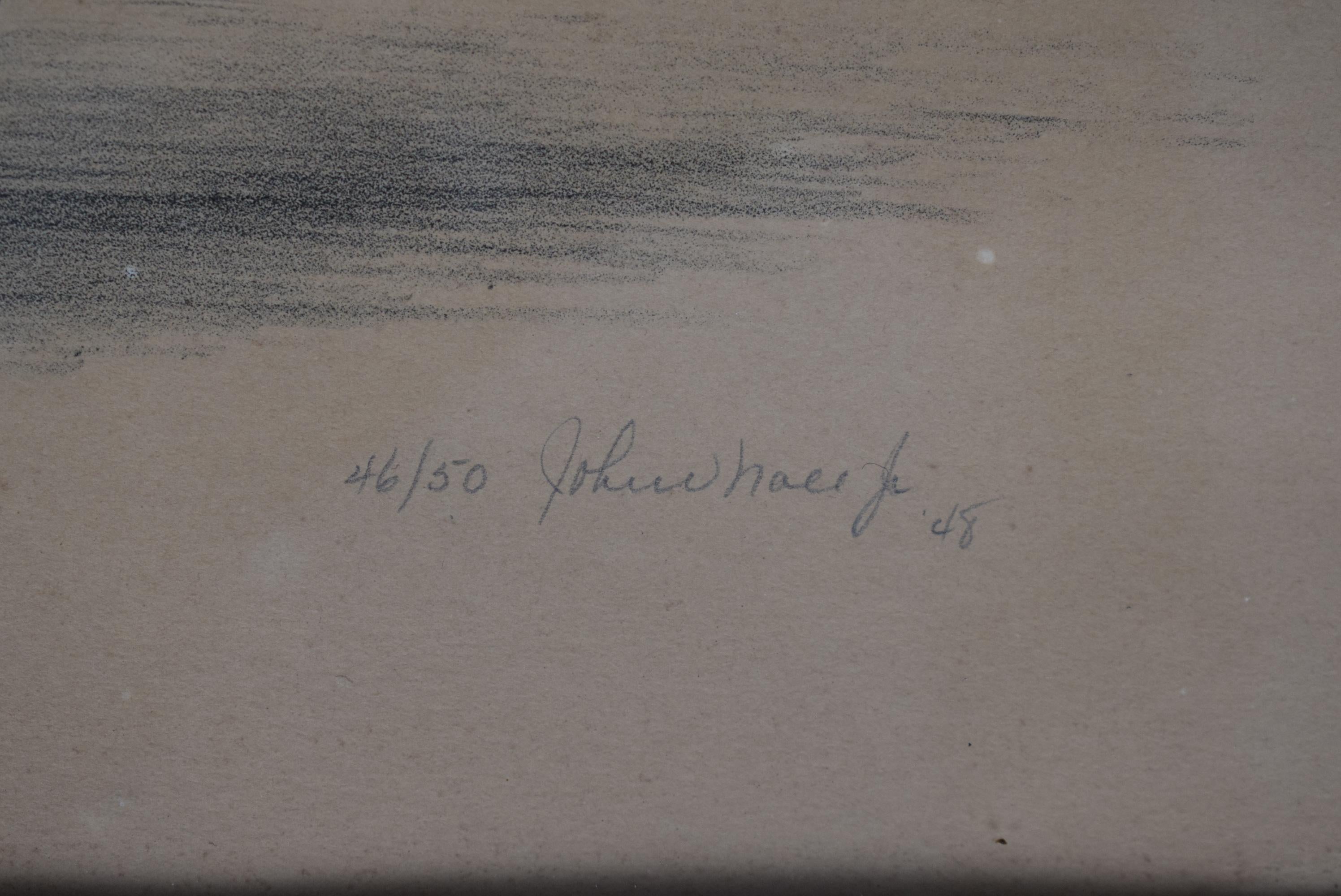 Three Polo Players On The Field 1948 Lithograph For Sale 1