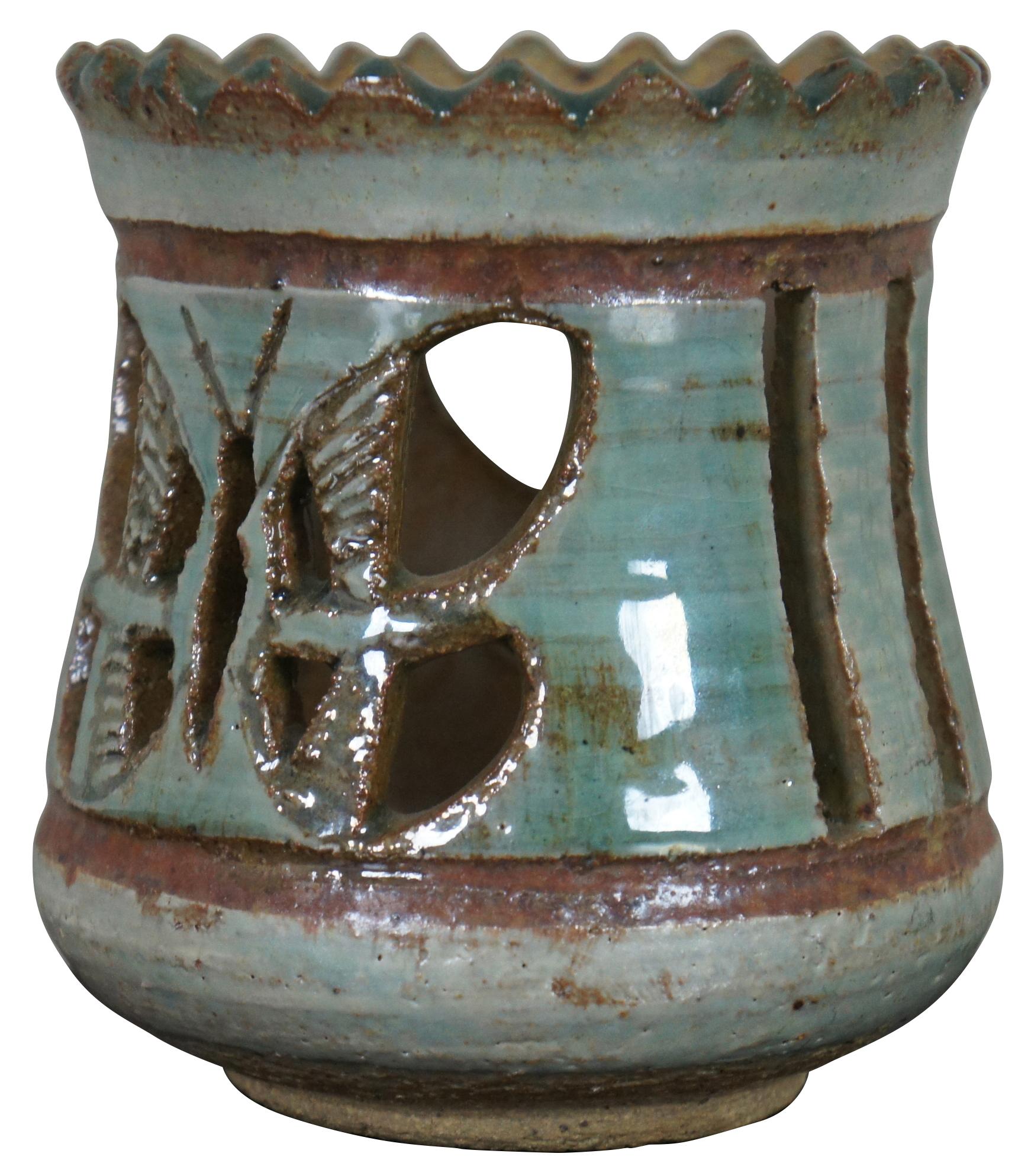 pierced ceramic candle holder