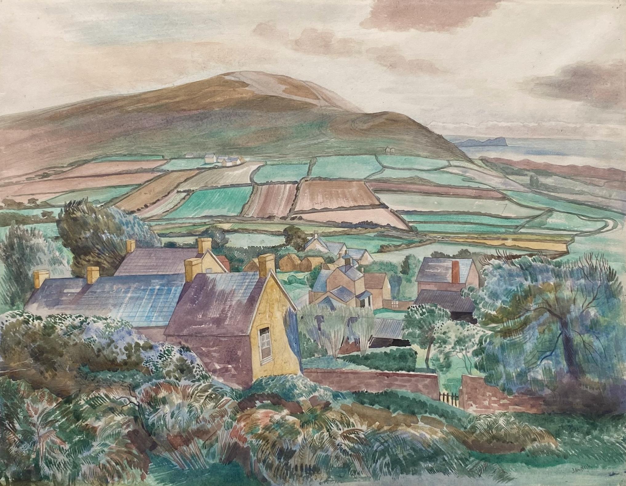 Paysage de Llangennith, West Glamorgan, aquarelle de John Nash