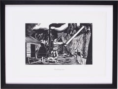 Vintage A set of six black and white wood prints by renowned mod Brit artist John Nash
