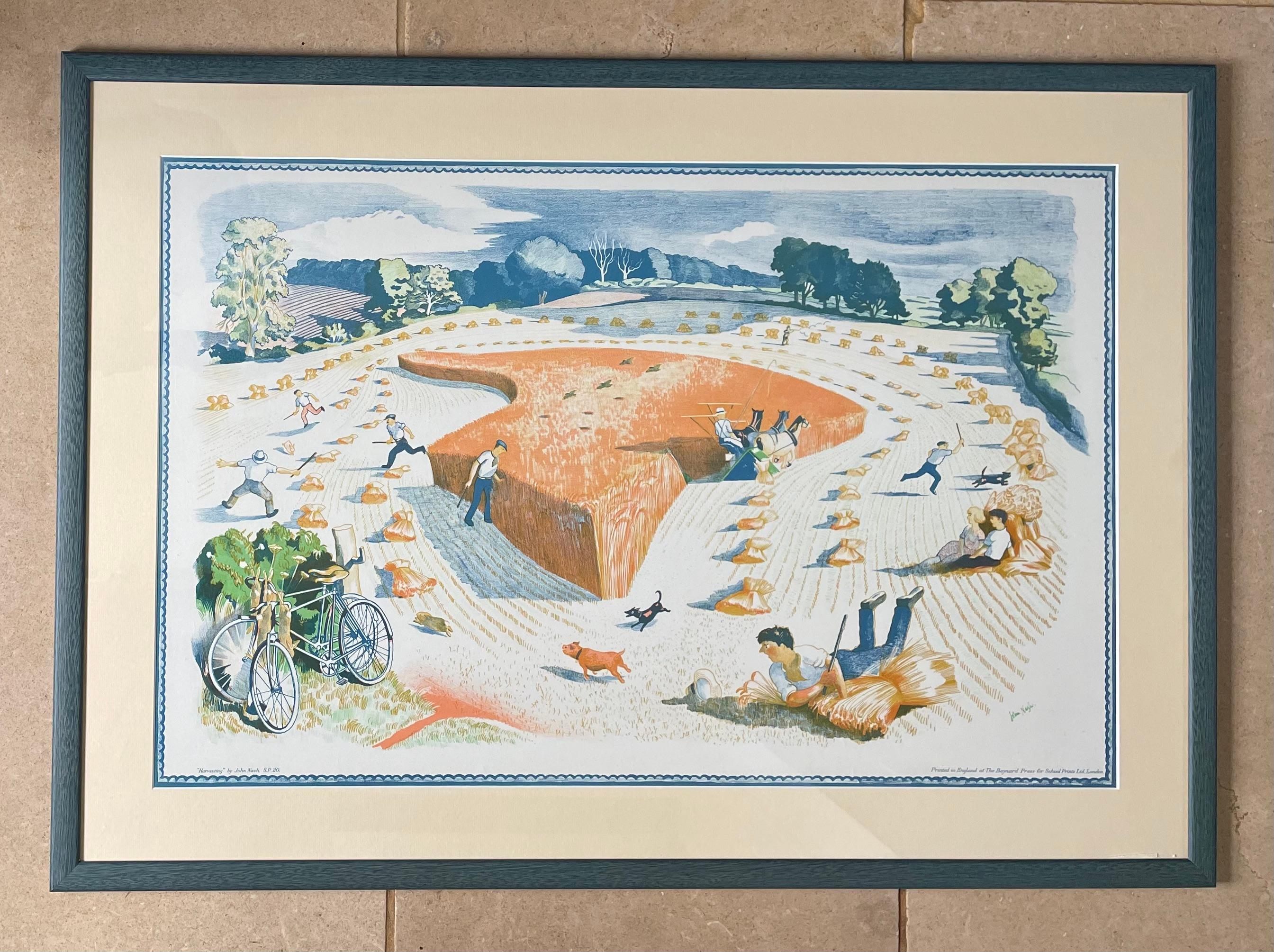 John Nash RA - Harvesting - Schools Print - 20th Century British lithograph