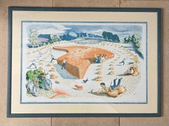 Vintage John Nash RA - Harvesting - Schools Print - 20th Century British lithograph