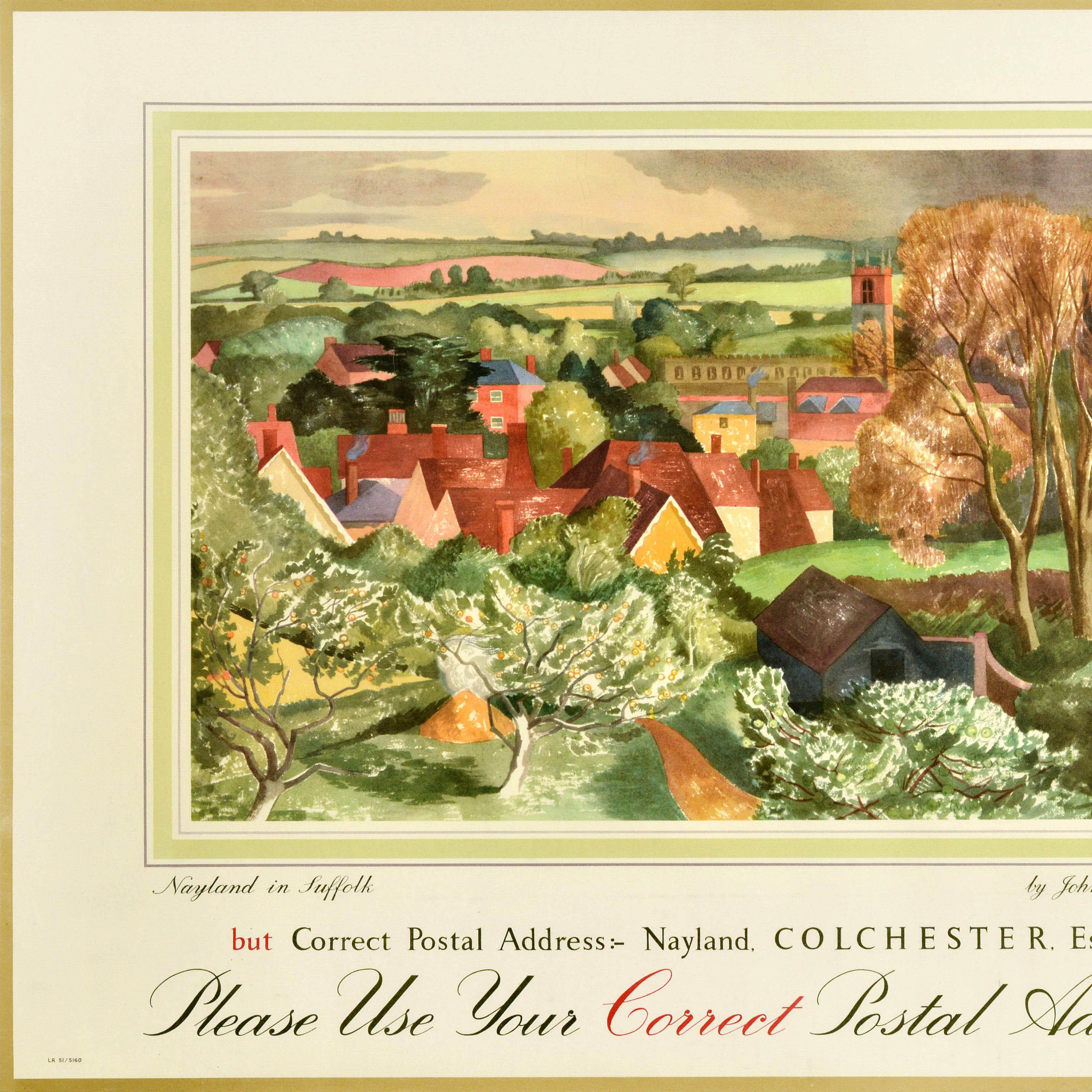 Affiche publicitaire vintage d'origine de la poste de Nayland Suffolk Colchester Essex - Beige Print par John Nash