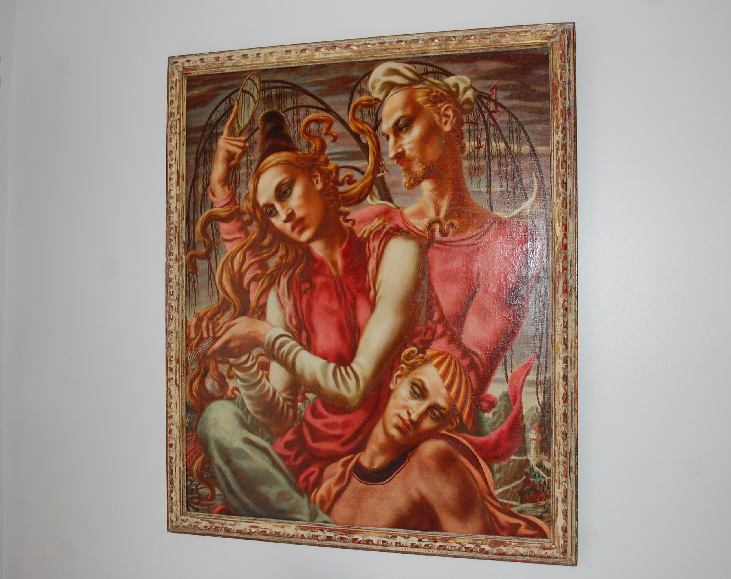 Torre de marfil Pintura al óleo figurativa moderna en venta 2