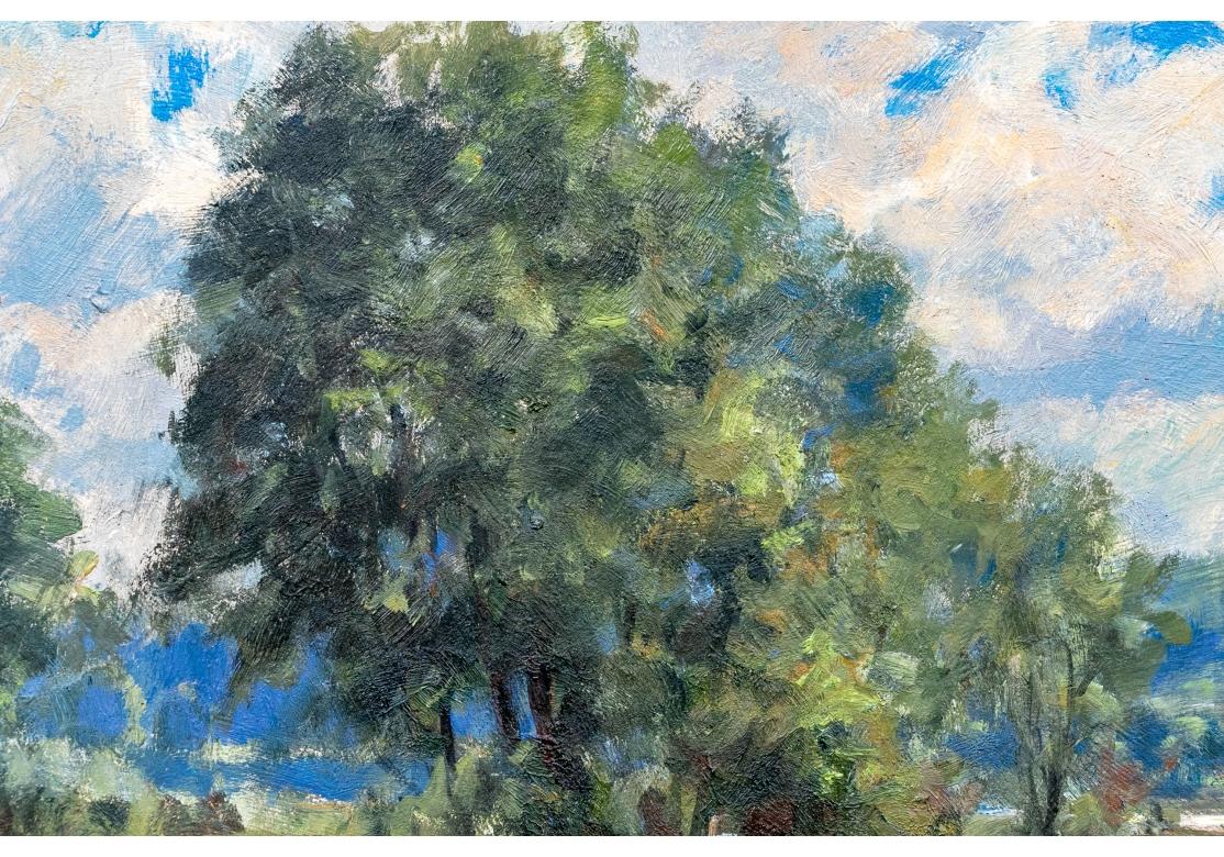 John Neale (inglese, nato nel XX secolo) Olio su tavola firmato, Paesaggio estivo in vendita 10