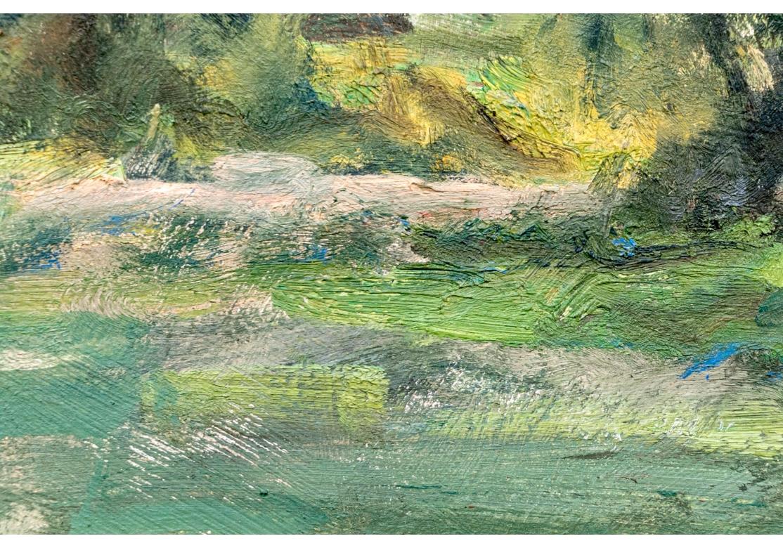 John Neale (inglese, nato nel XX secolo) Olio su tavola firmato, Paesaggio estivo in vendita 12