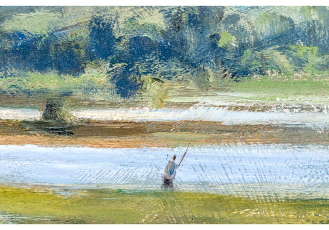 Inglese John Neale (inglese, nato nel XX secolo) Olio su tavola firmato, Paesaggio estivo in vendita