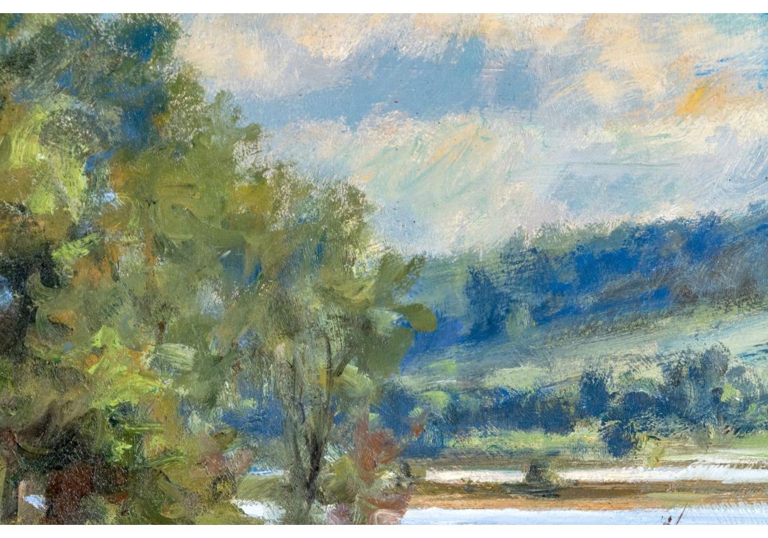 Dorato John Neale (inglese, nato nel XX secolo) Olio su tavola firmato, Paesaggio estivo in vendita