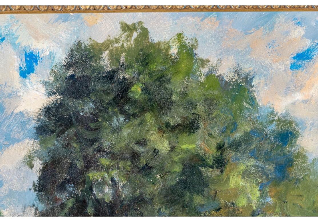 Legno John Neale (inglese, nato nel XX secolo) Olio su tavola firmato, Paesaggio estivo in vendita