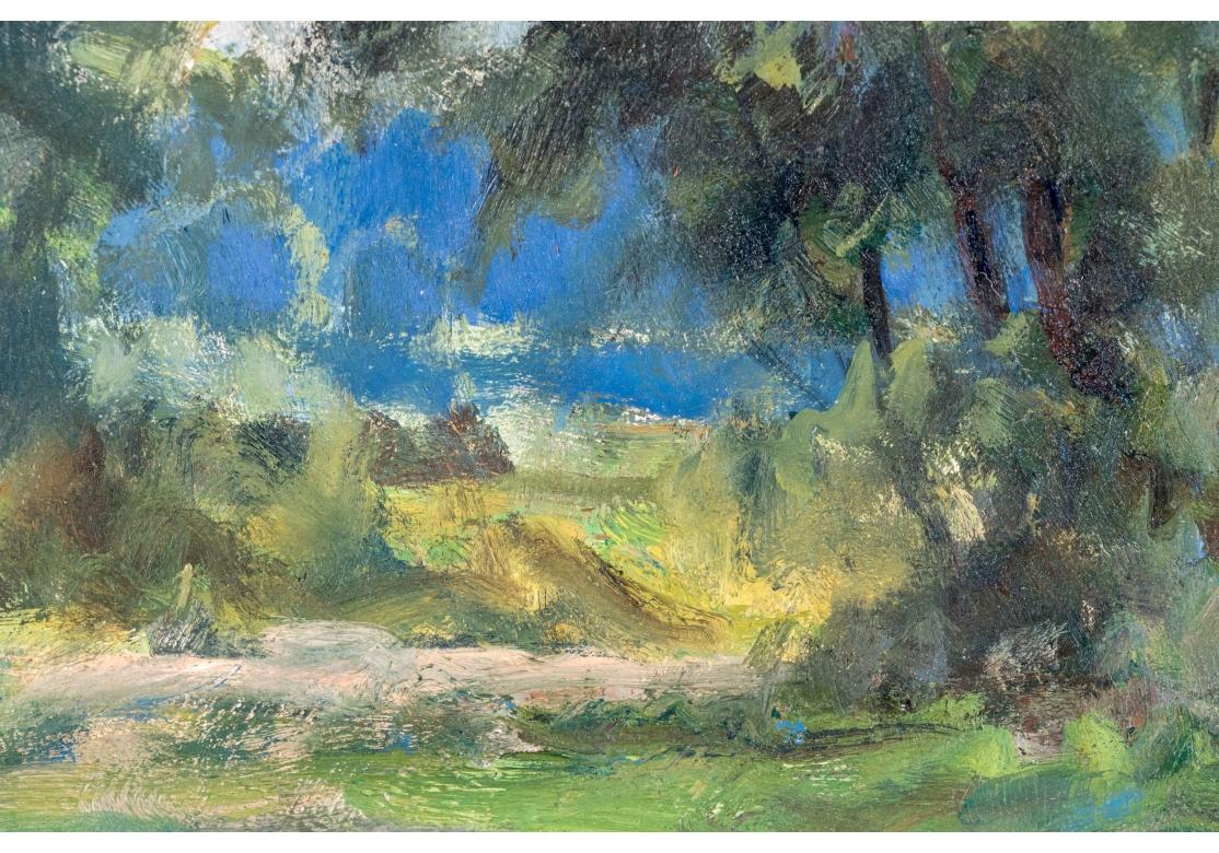 John Neale (inglese, nato nel XX secolo) Olio su tavola firmato, Paesaggio estivo in vendita 2