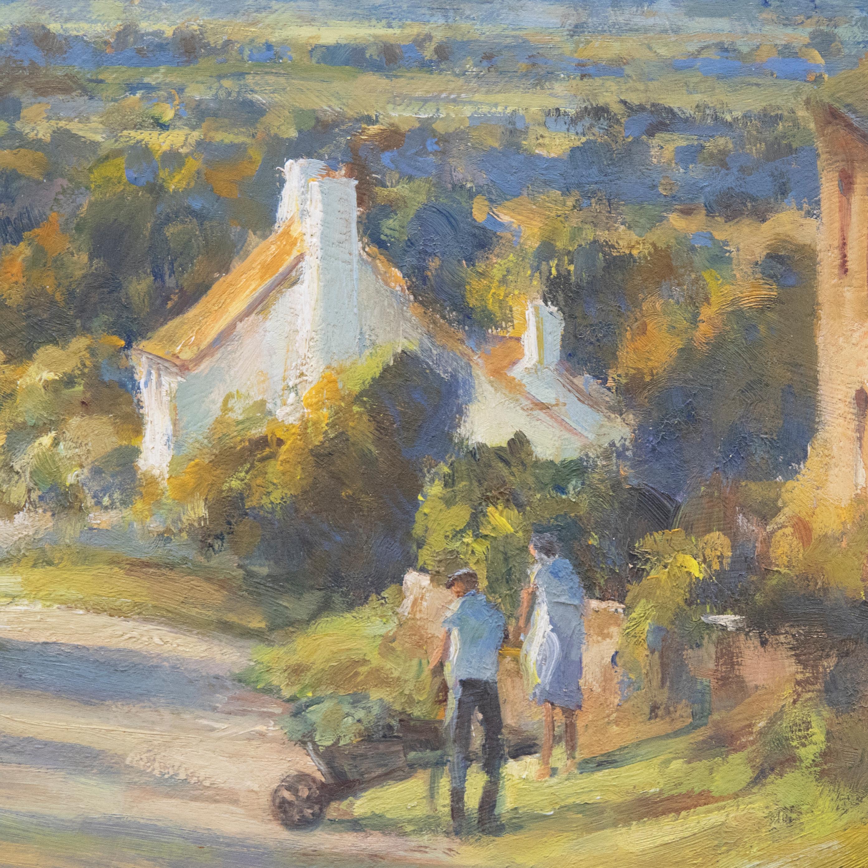 John Neale - Framed Contemporary Oil, Hillside Cottages, Dover's Hill 2