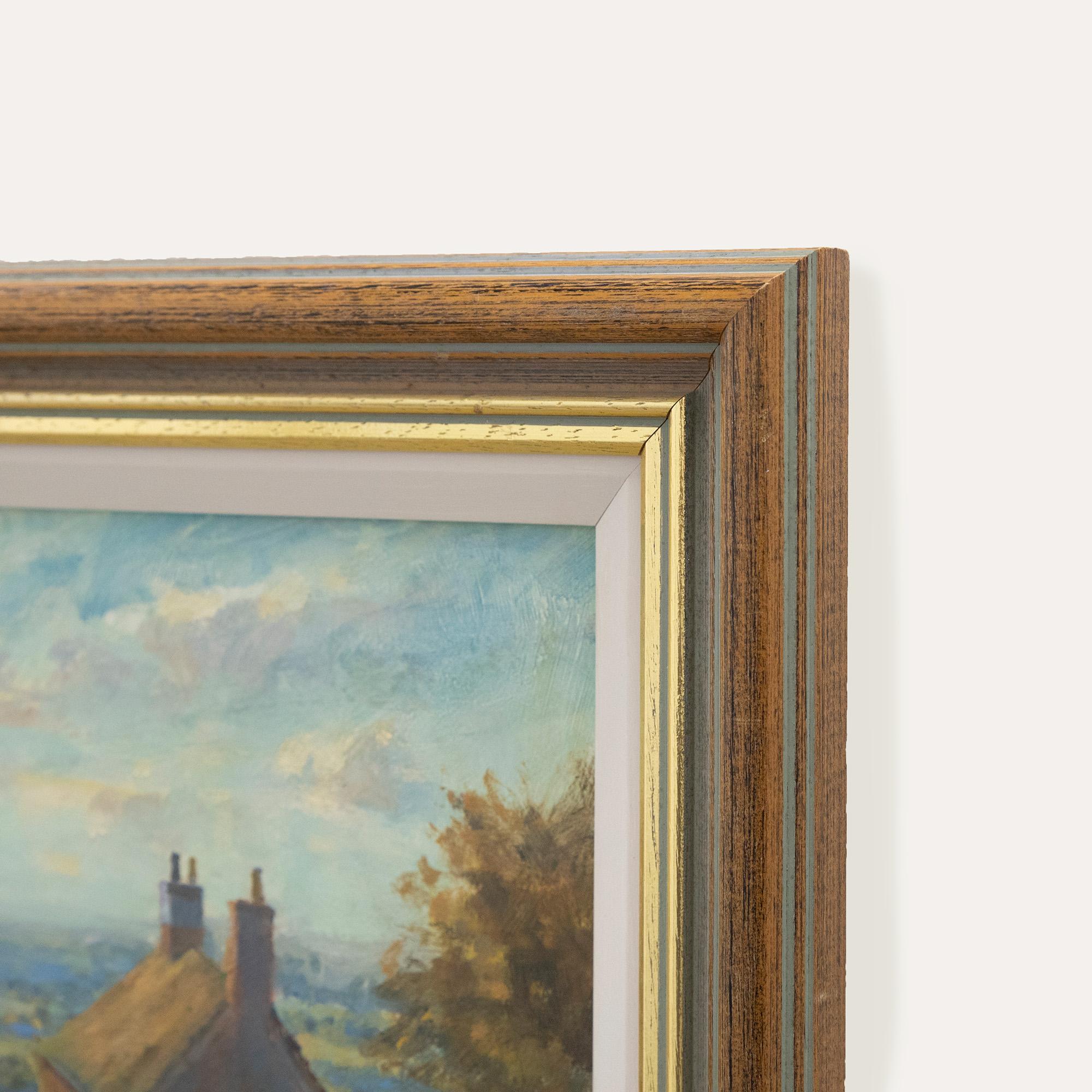John Neale - Framed Contemporary Oil, Hillside Cottages, Dover's Hill 3
