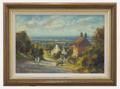 John Neale - Framed Contemporary Oil, Hillside Cottages, Dover's Hill
