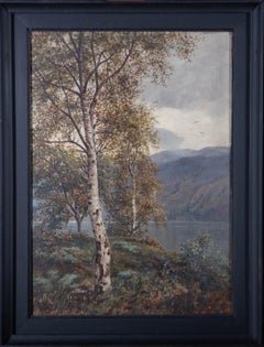John Nesbitt (1831-1904) - 1881 Öl, Silber Birke am See