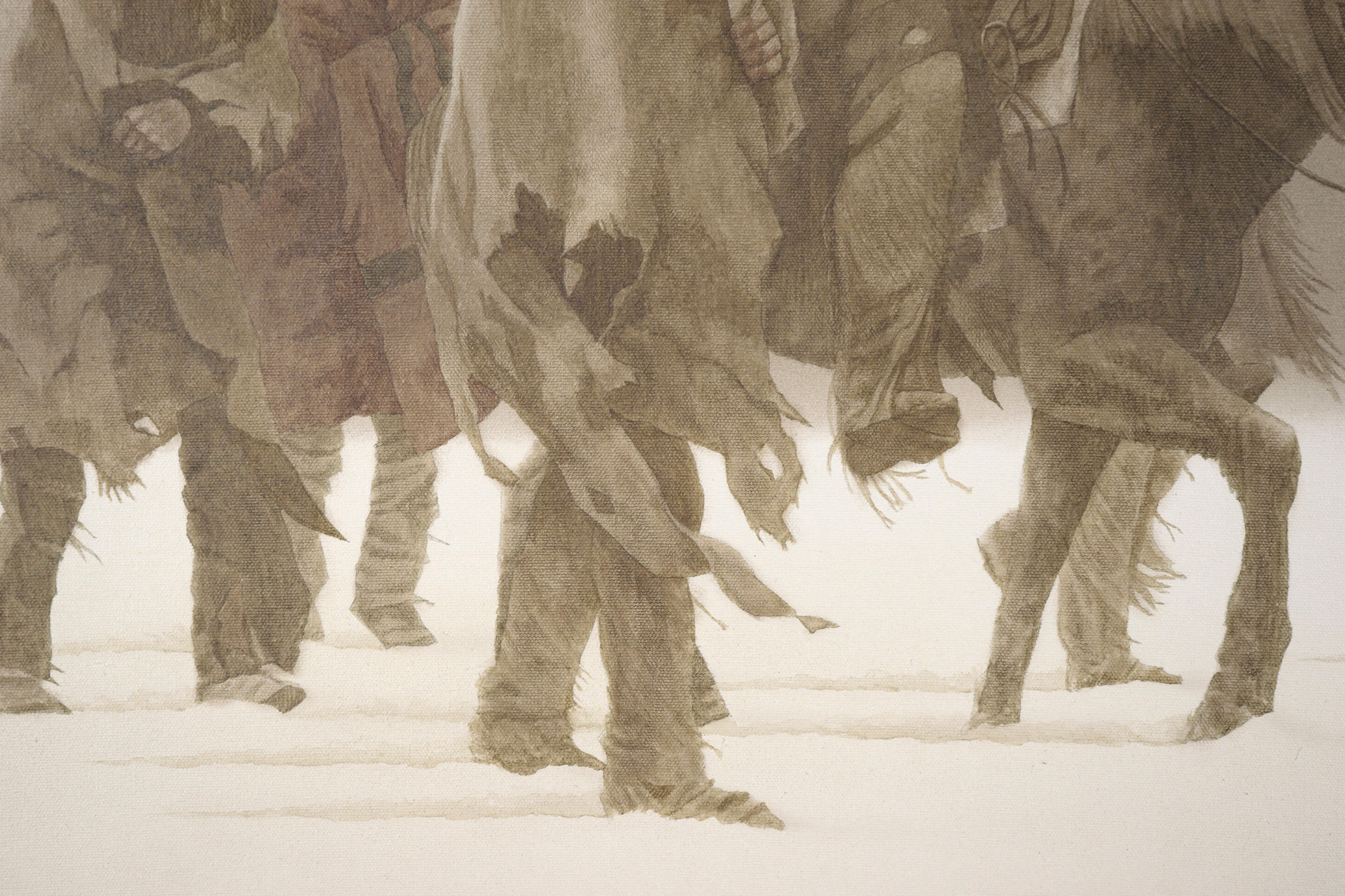 Hard Winter's Journey - Photorealist Painting by John Nicholas Pace